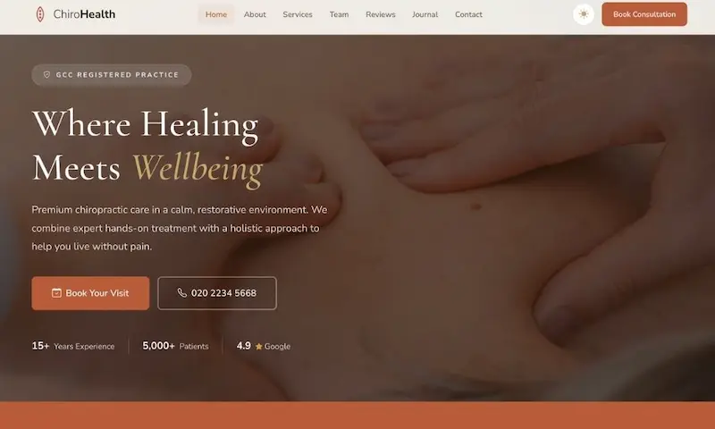 Chiropractic clinic website demo