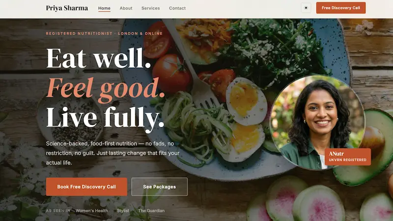 Nutritionist website demo