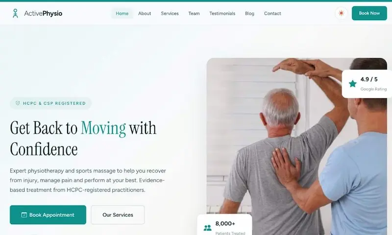 Physiotherapy practice website demo